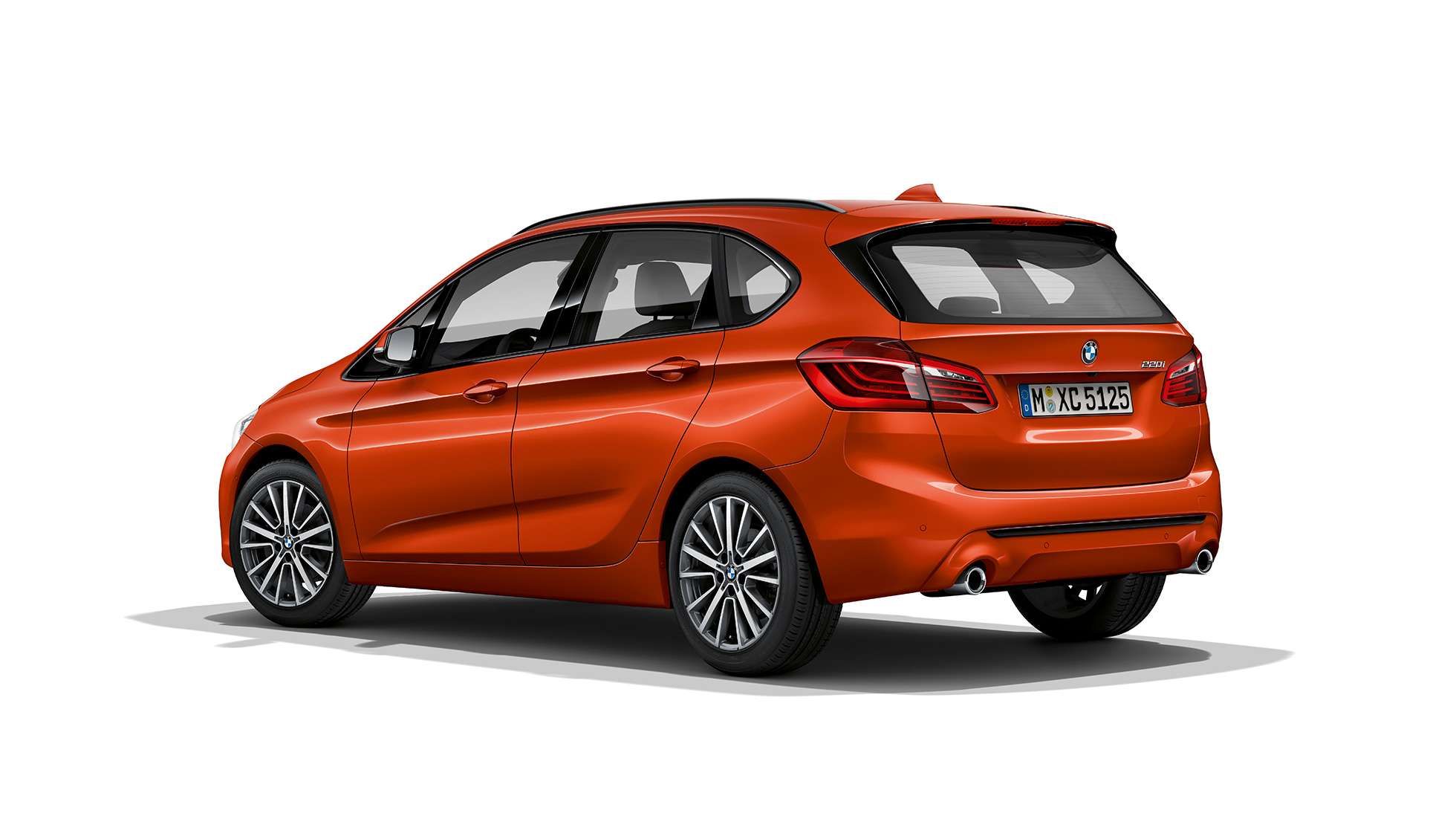 BMW 2 Series Active Tourer Model Sport Line 220i F45 Sunset Orange metallic three-quarter rear view